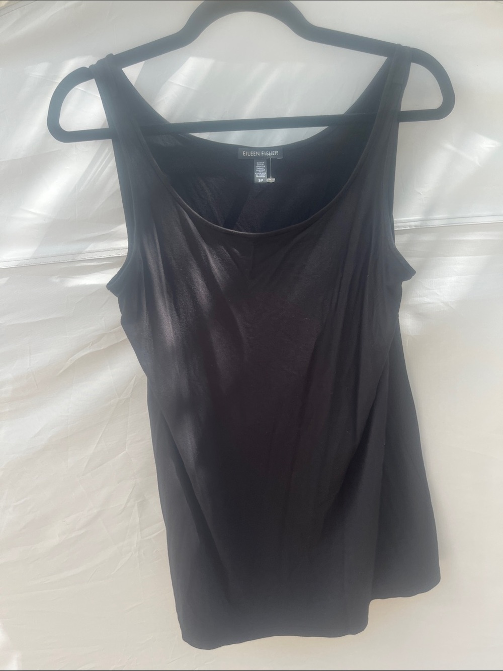 Eileen Fisher Black Scoop Neck Lightweight Tank